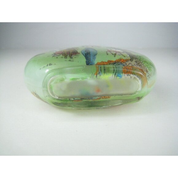 Hand Painted Chinese Reverse Glass Snuff Bottle Cap Box Farm Horses Landscape - Picture 11 of 16